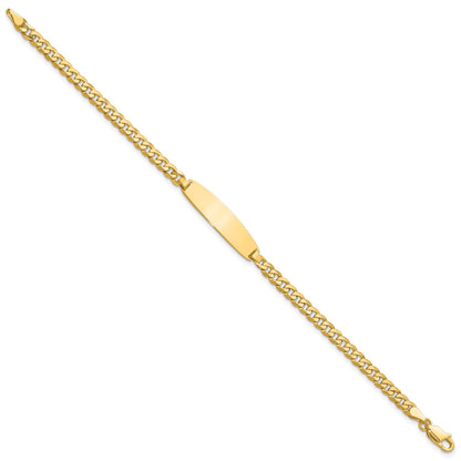 14k Polished Solid Chain/Solid Plate Flat Curb Link Rounded 32.5x7.4mm Plate 7 inch ID Bracelet