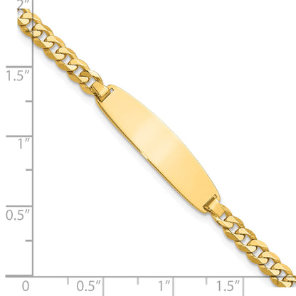 14k Polished Solid Chain/Solid Plate Flat Curb Link Rounded 32.5x7.4mm Plate 7 inch ID Bracelet