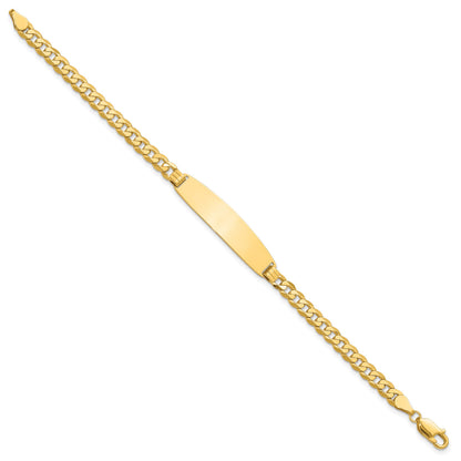 14k Polished Solid Chain/Solid Plate Curb Link Rounded 35x8.5mm Plate 7 inch ID Bracelet