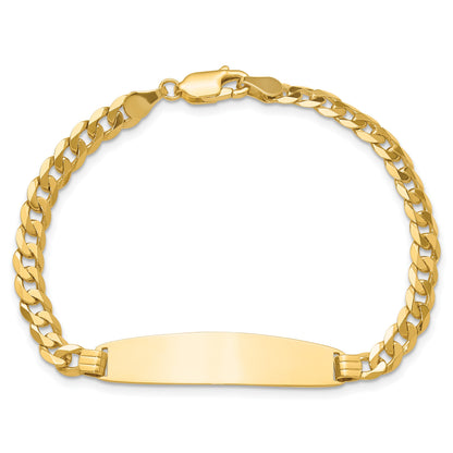 14k Polished Solid Chain/Solid Plate Curb Link Rounded 35x8.5mm Plate 7 inch ID Bracelet