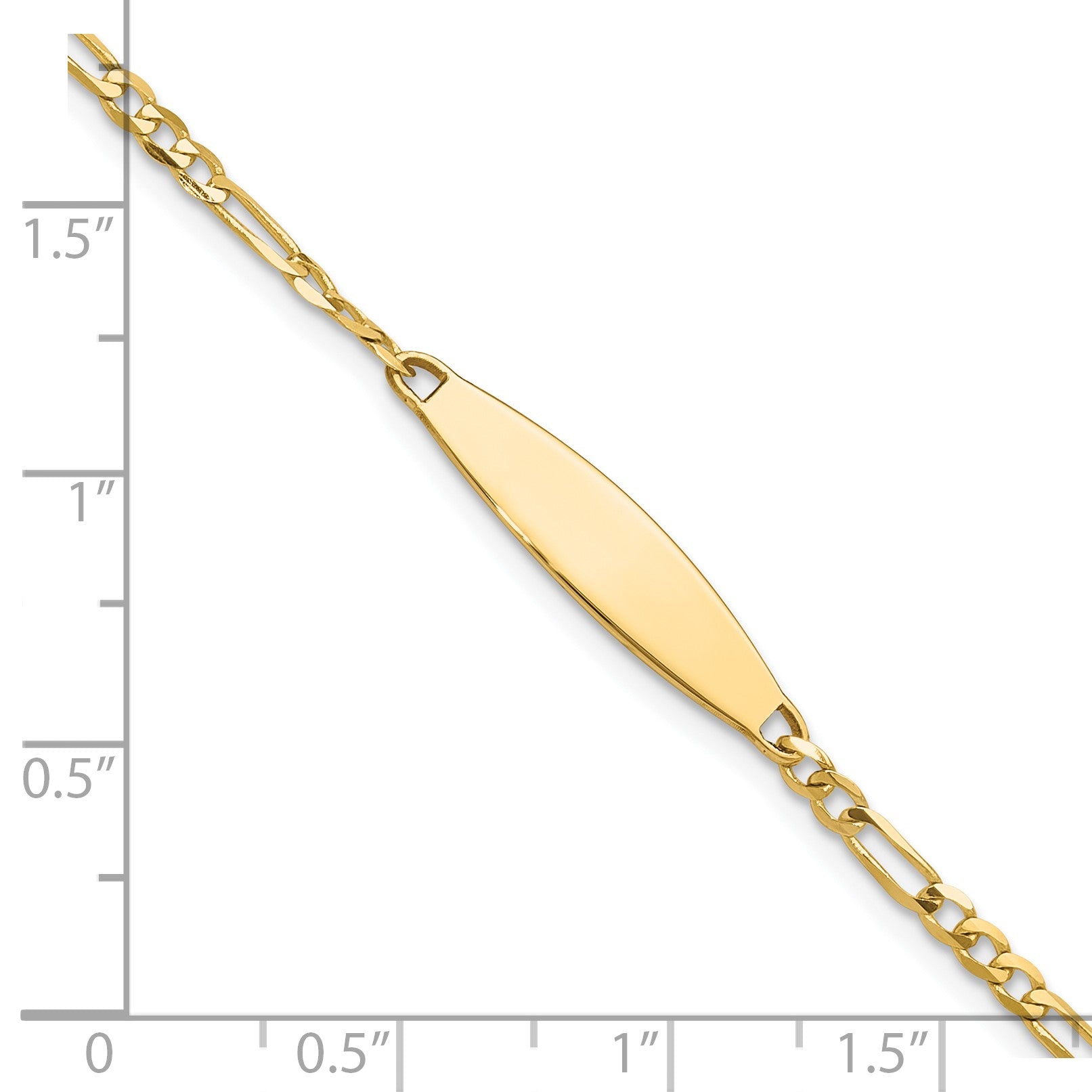 14k Polished Solid Chain/Solid Plate Figaro Link 24.6x5.5mm Plate 7 inch ID Bracelet