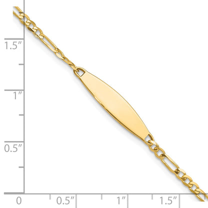 14k Polished Solid Chain/Solid Plate Figaro Link 24.6x5.5mm Plate 7 inch ID Bracelet