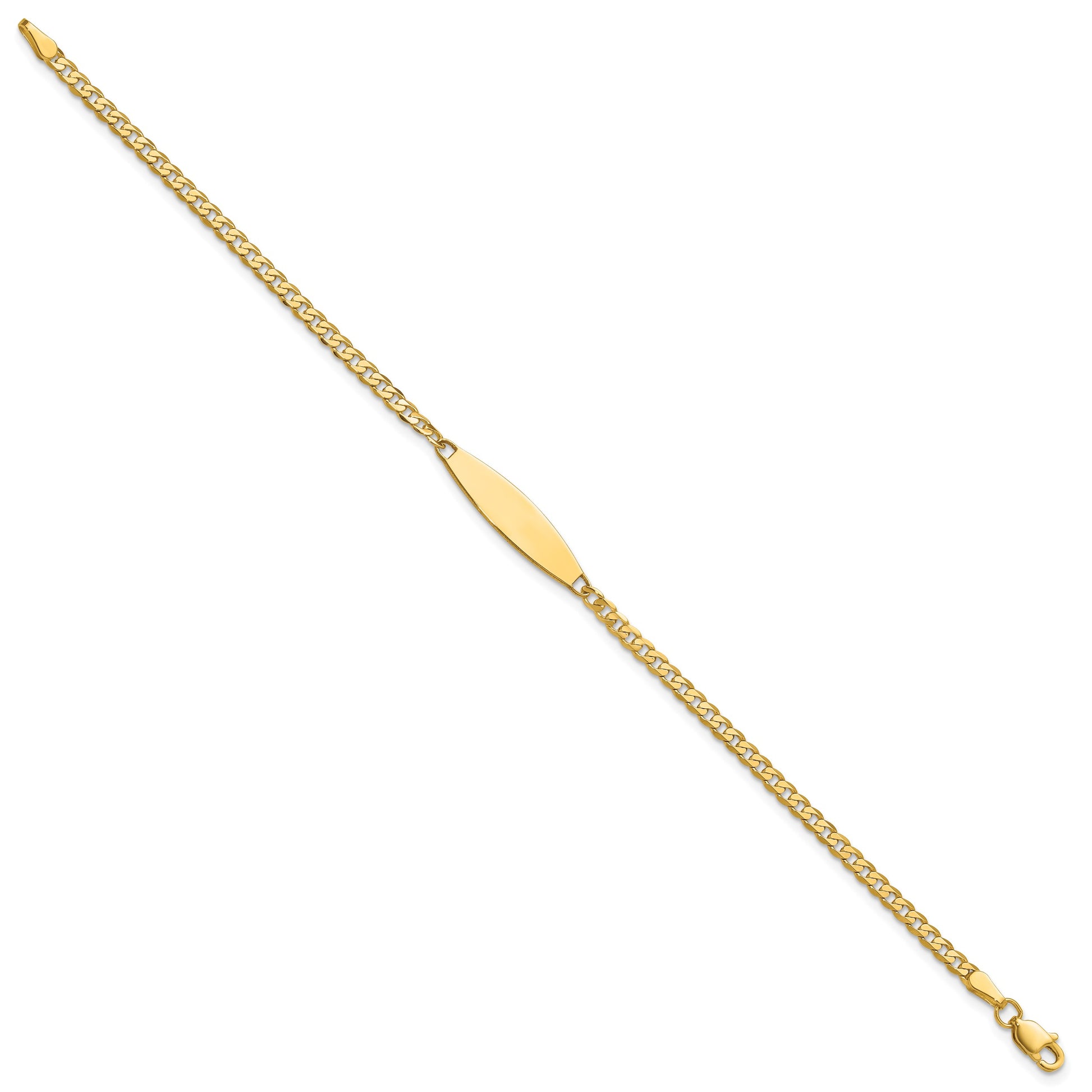 14k Polished Solid Chain/Solid Plate Curb Link 36x5.1mm Plate 7 inch ID Bracelet