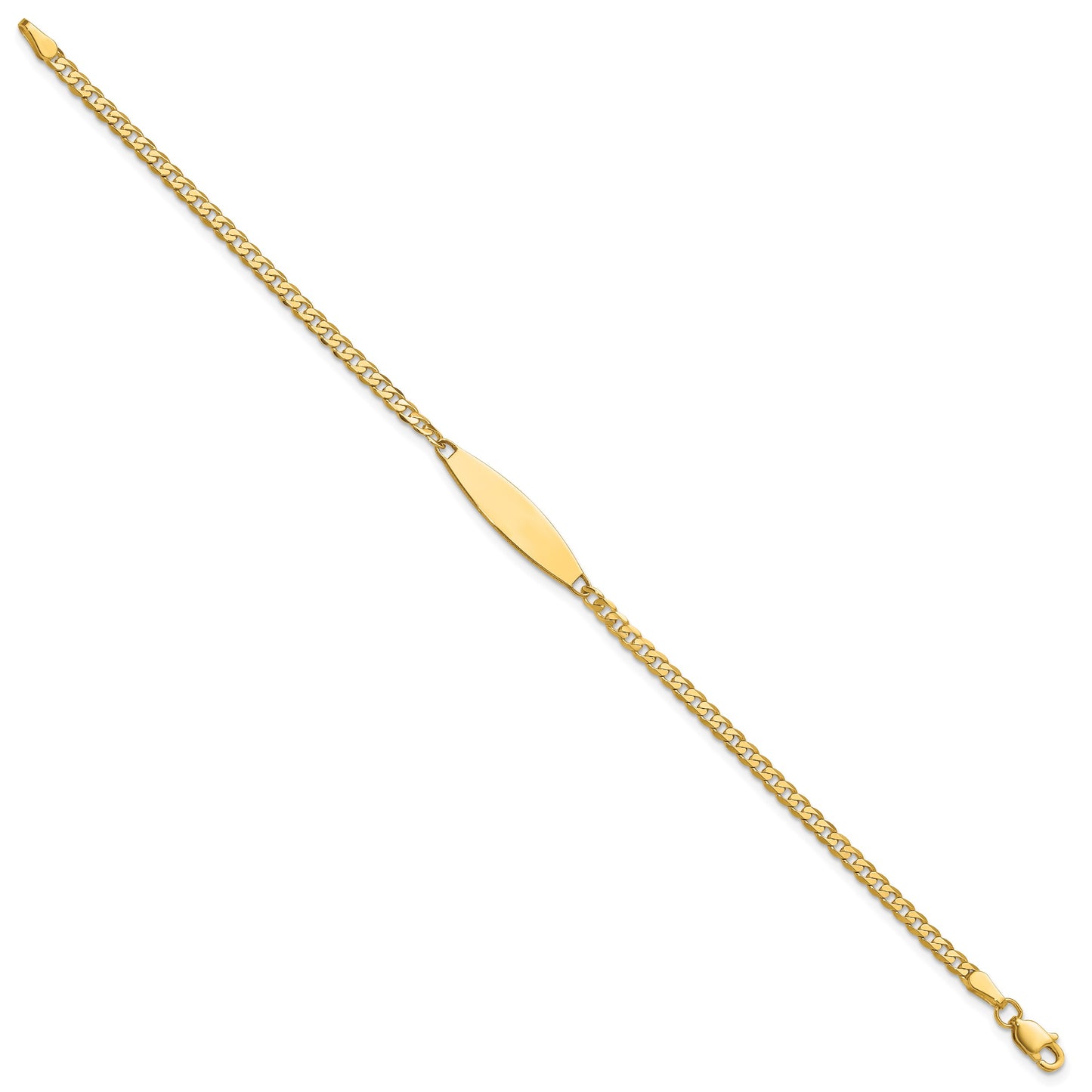 14k Polished Solid Chain/Solid Plate Curb Link 36x5.1mm Plate 8 inch ID Bracelet