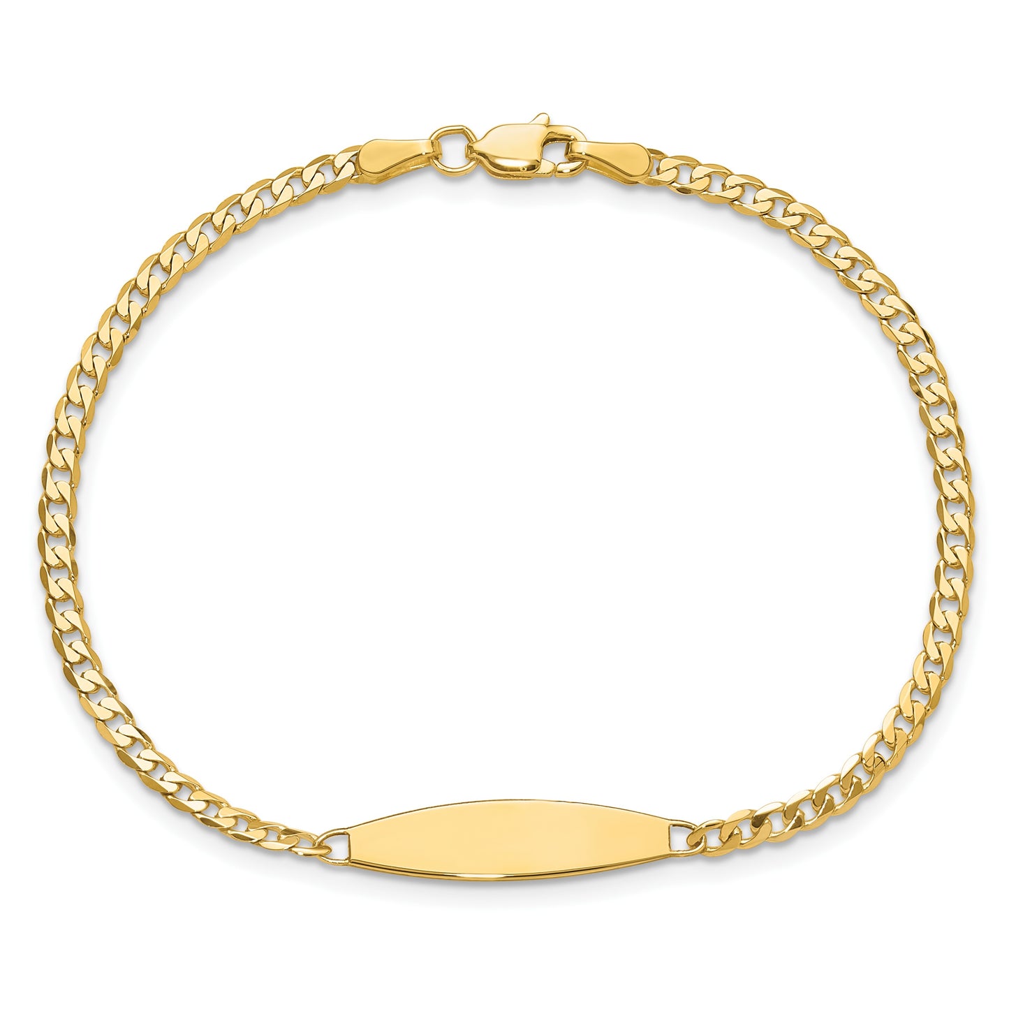 14k Polished Solid Chain/Solid Plate Curb Link 36x5.1mm Plate 7 inch ID Bracelet