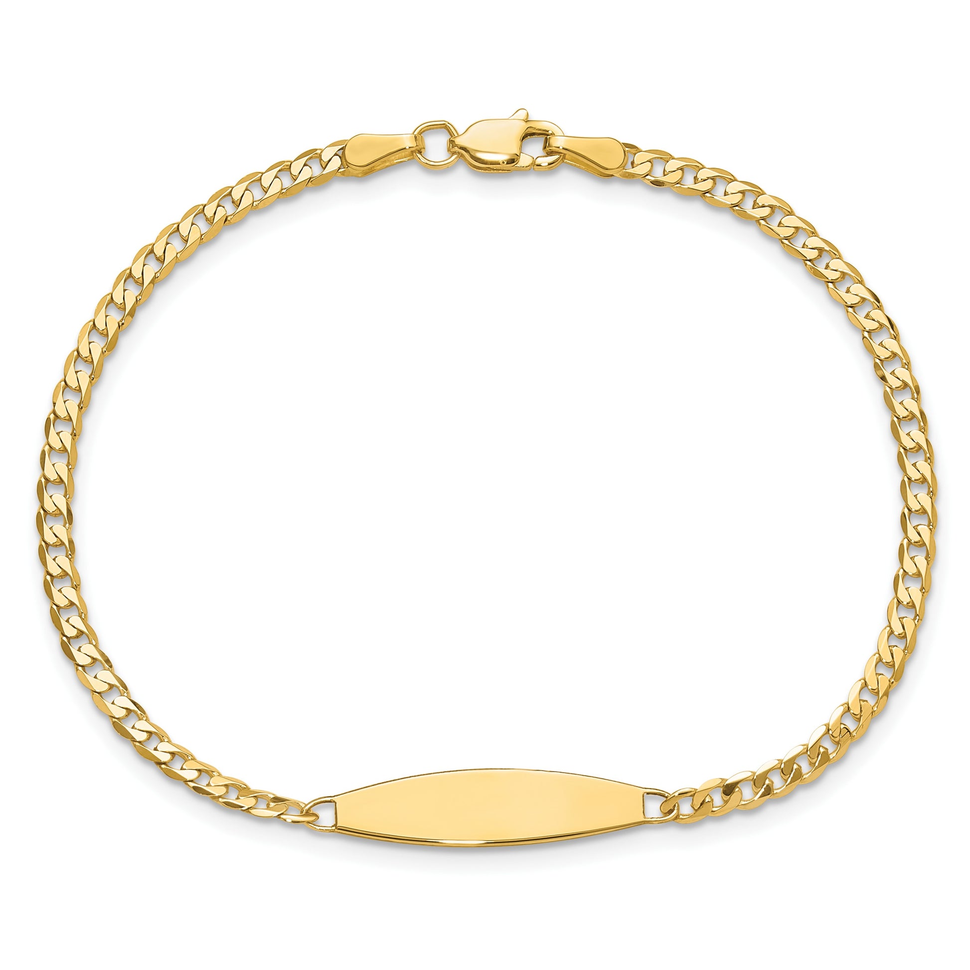 14k Polished Solid Chain/Solid Plate Curb Link 36x5.1mm Plate 7 inch ID Bracelet