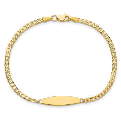 14k Polished Solid Chain/Solid Plate Curb Link 36x5.1mm Plate 8 inch ID Bracelet