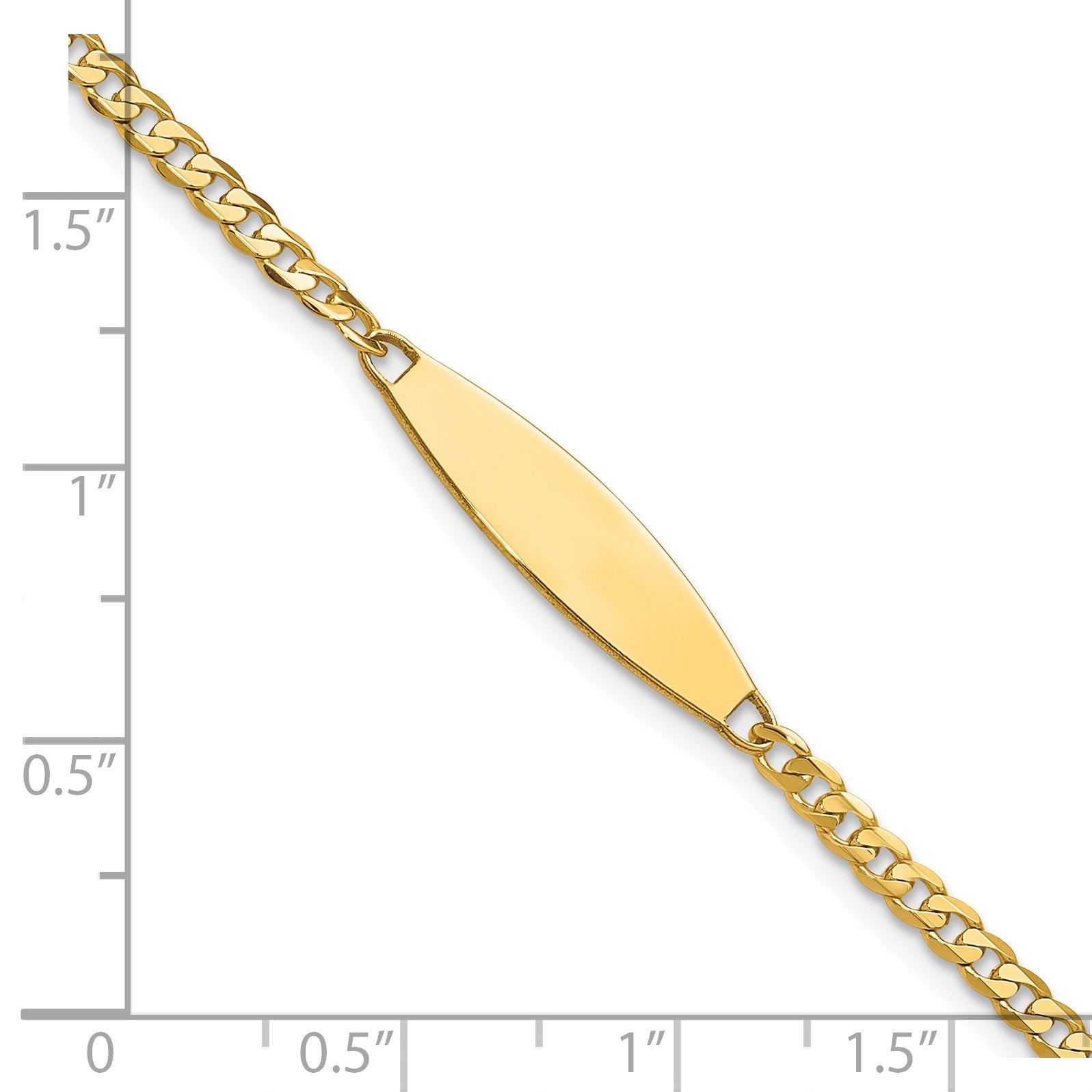 14k Polished Solid Chain/Solid Plate Curb Link 36x5.1mm Plate 8 inch ID Bracelet