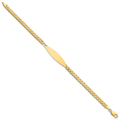14k Polished Solid Chain/Solid Plate Flat Curb Link 29.5x8mm Plate 7 inch ID Bracelet