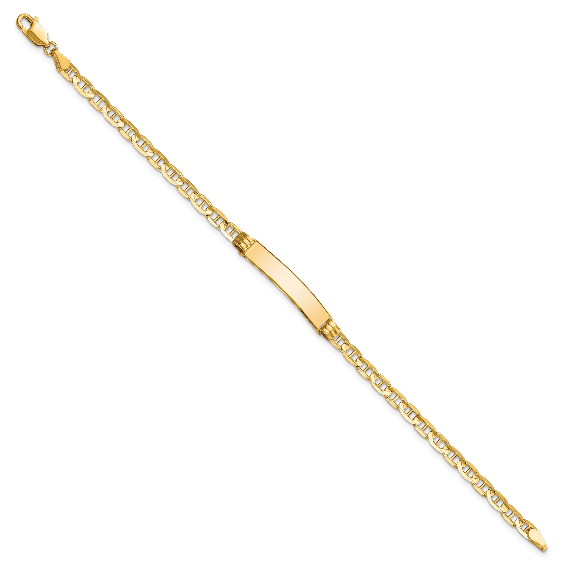 14k Polished Solid Chain/Solid Plate Anchor Link 24.5x4.5mm Plate 8 inch ID Bracelet