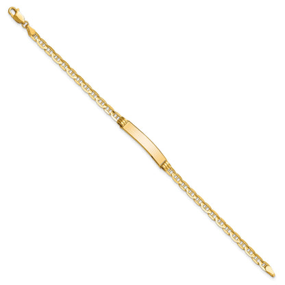 14k Polished Solid Chain/Solid Plate Anchor Link 24.5x4.5mm Plate 8 inch ID Bracelet