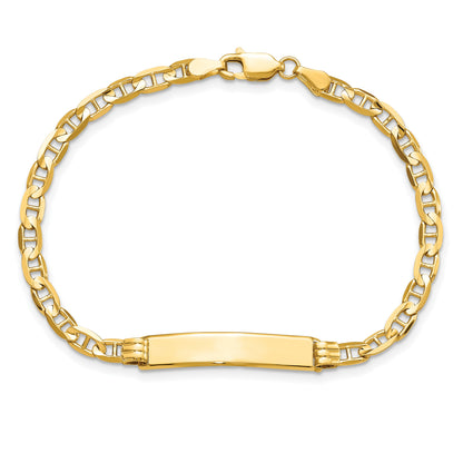 14k Polished Solid Chain/Solid Plate Anchor Link 24.5x4.5mm Plate 7 inch ID Bracelet
