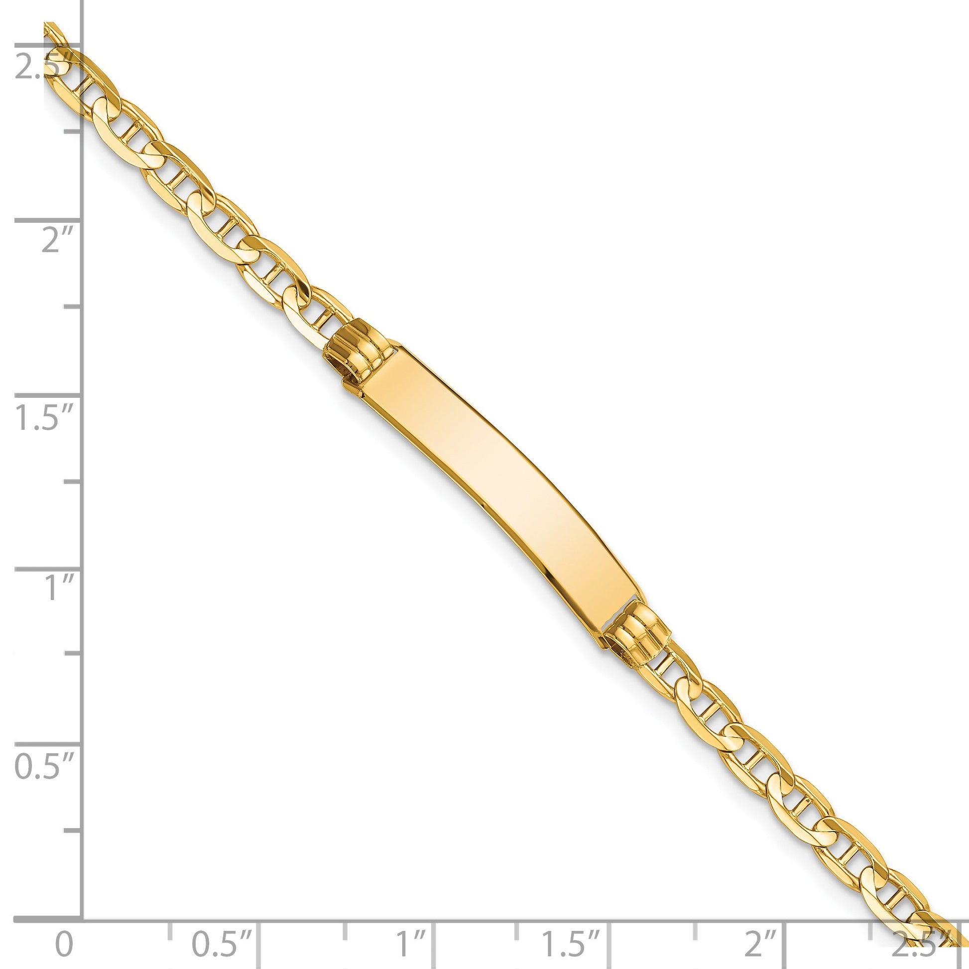 14k Polished Solid Chain/Solid Plate Anchor Link 24.5x4.5mm Plate 8 inch ID Bracelet