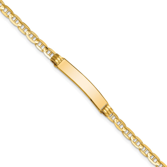 14k Polished Solid Chain/Solid Plate Anchor Link 24.5x4.5mm Plate 8 inch ID Bracelet