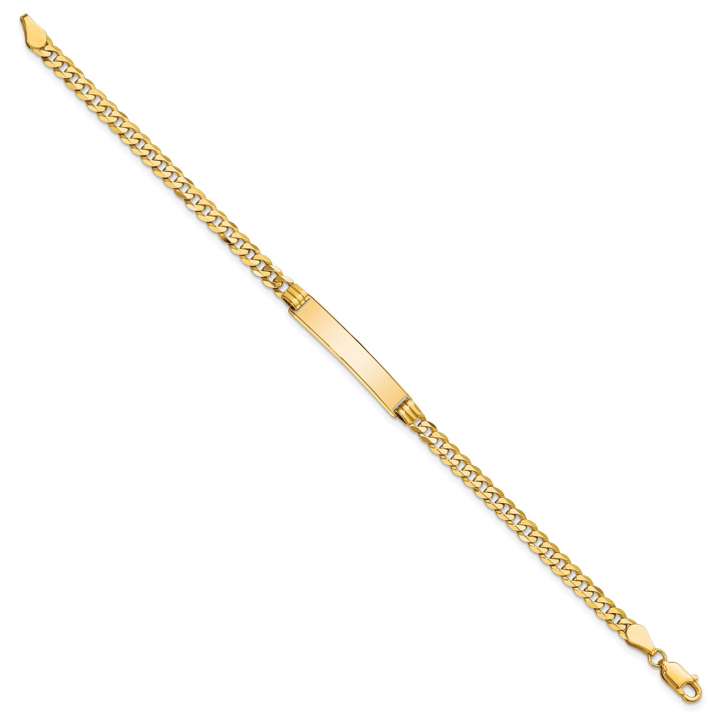 14k Polished Solid Chain/Solid Plate Curb Link 24.5x5mm Plate 7 inch ID Bracelet