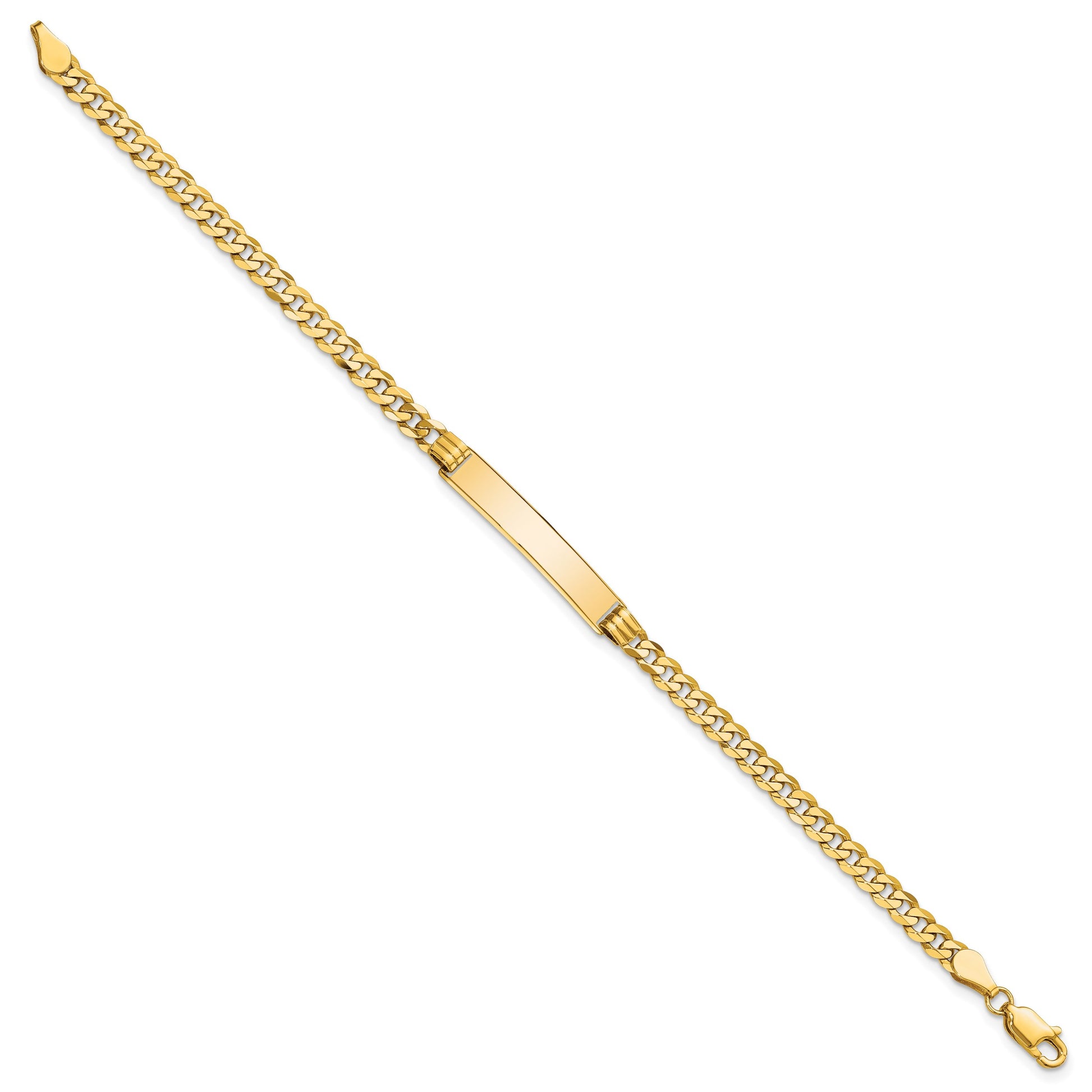 14k Polished Solid Chain/Solid Plate Curb Link 24.5x5mm Plate 7 inch ID Bracelet