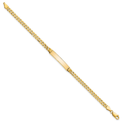 14k Polished Solid Chain/Solid Plate Curb Link 24.5x5mm Plate 7 inch ID Bracelet
