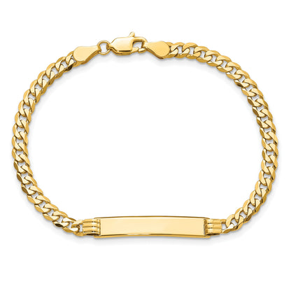 14k Polished Solid Chain/Solid Plate Curb Link 24.5x5mm Plate 7 inch ID Bracelet