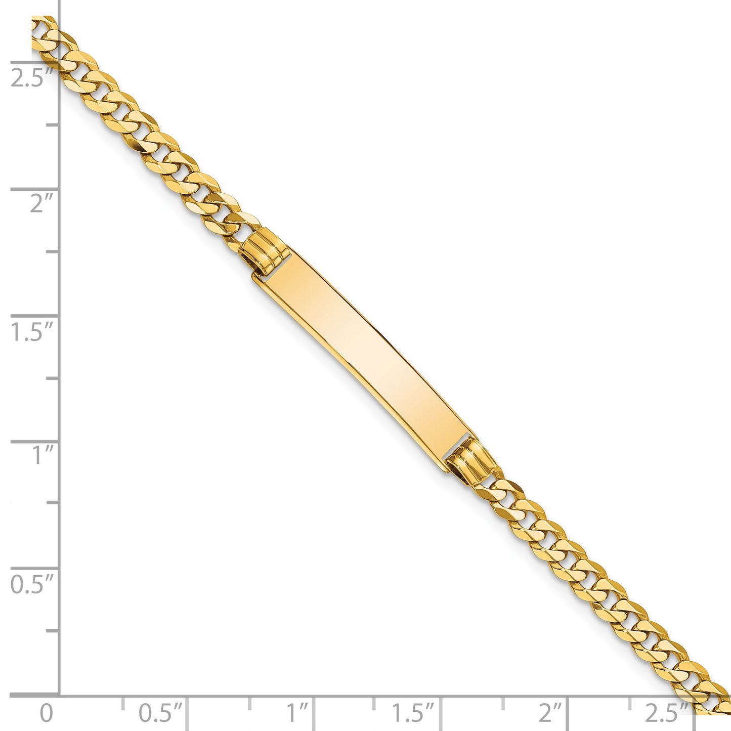 14k Polished Solid Chain/Solid Plate Curb Link 24.5x5mm Plate 7 inch ID Bracelet