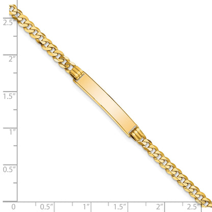 14k Polished Solid Chain/Solid Plate Curb Link 24.5x5mm Plate 7 inch ID Bracelet