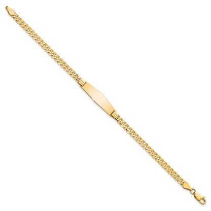 14k Polished Solid Chain/Solid Plate Curb Link Soft Diamond Shape 24.5x7.5mm Plate 7 inch ID Bracelet