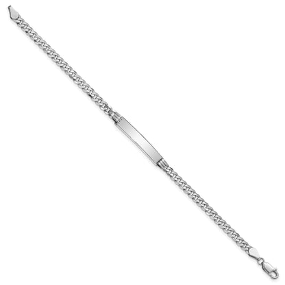 14k White Gold Polished Solid Chain/Solid Plate Flat Curb Link 25.5x5mm Plate 8 inch ID Bracelet