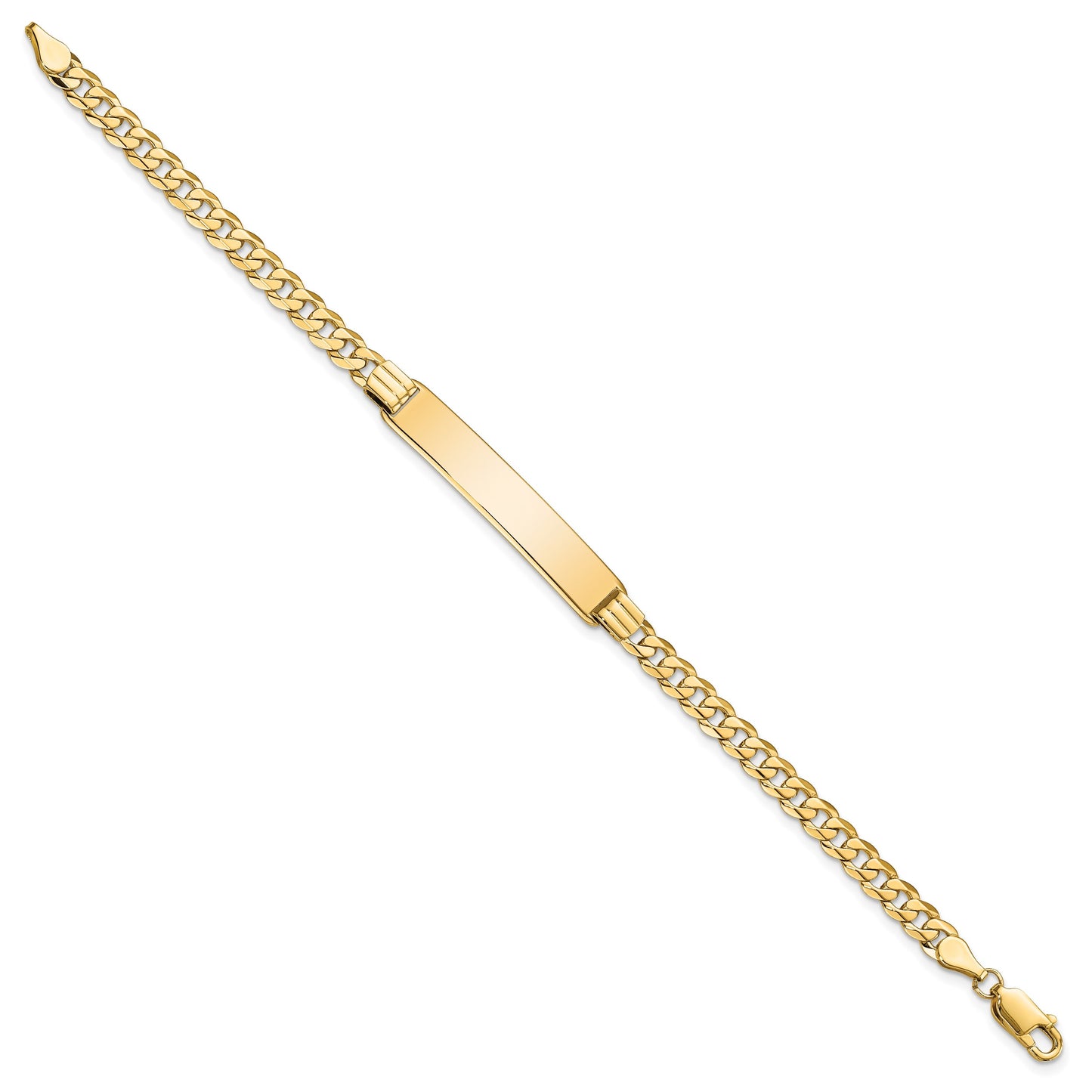 14k Polished Solid Chain/Solid Plate Curb Link 33.5x7mm Plate 7 inch ID Bracelet