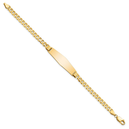 14k Polished Solid Chain/Solid Plate Curb Link Soft Diamond Shape 33x10mm Plate 7 inch ID Bracelet