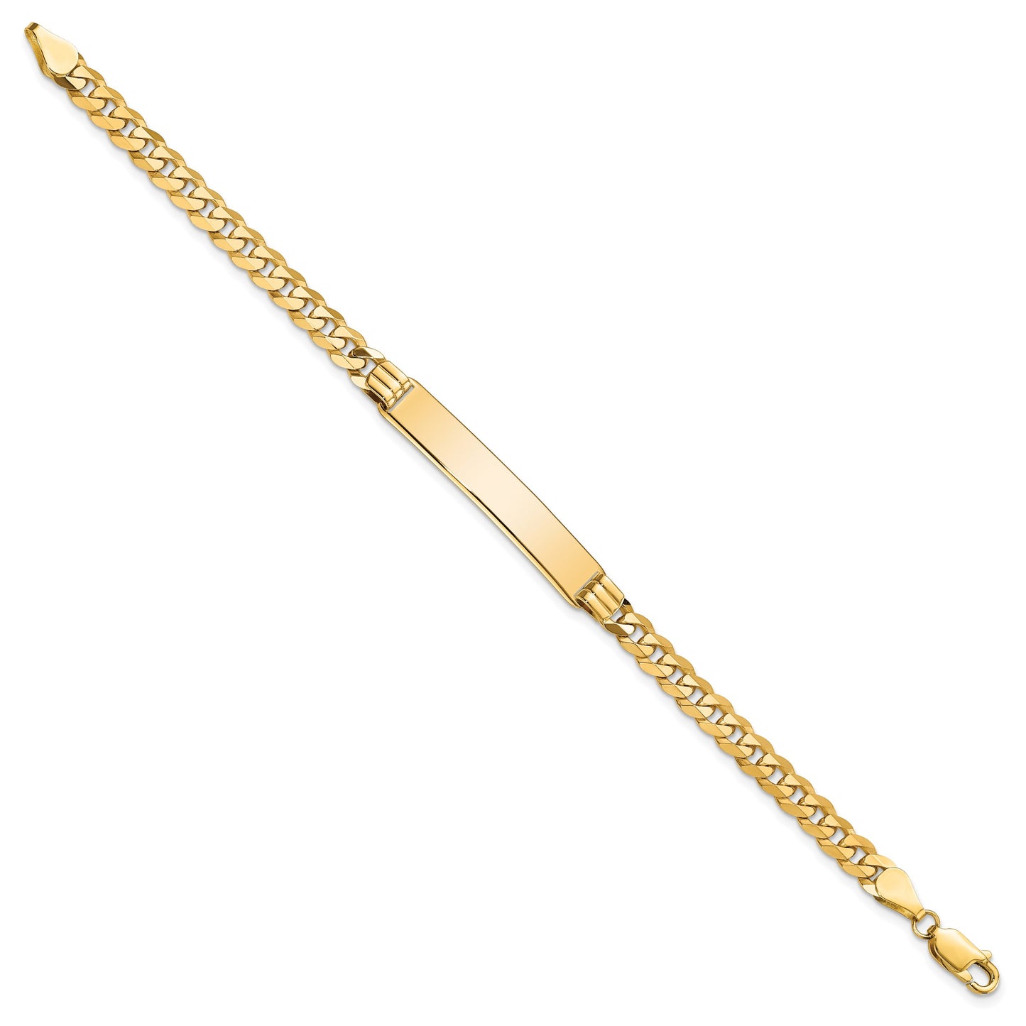 14k Polished Solid Chain/Solid Plate Curb Link 34x7mm Plate 8 inch ID Bracelet