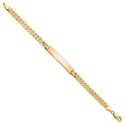 14k Polished Solid Chain/Solid Plate Curb Link 34x7mm Plate 8 inch ID Bracelet