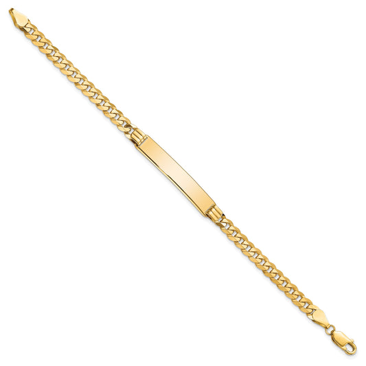 14k Polished Solid Chain/Solid Plate Curb Link 34x7mm Plate 7 inch ID Bracelet