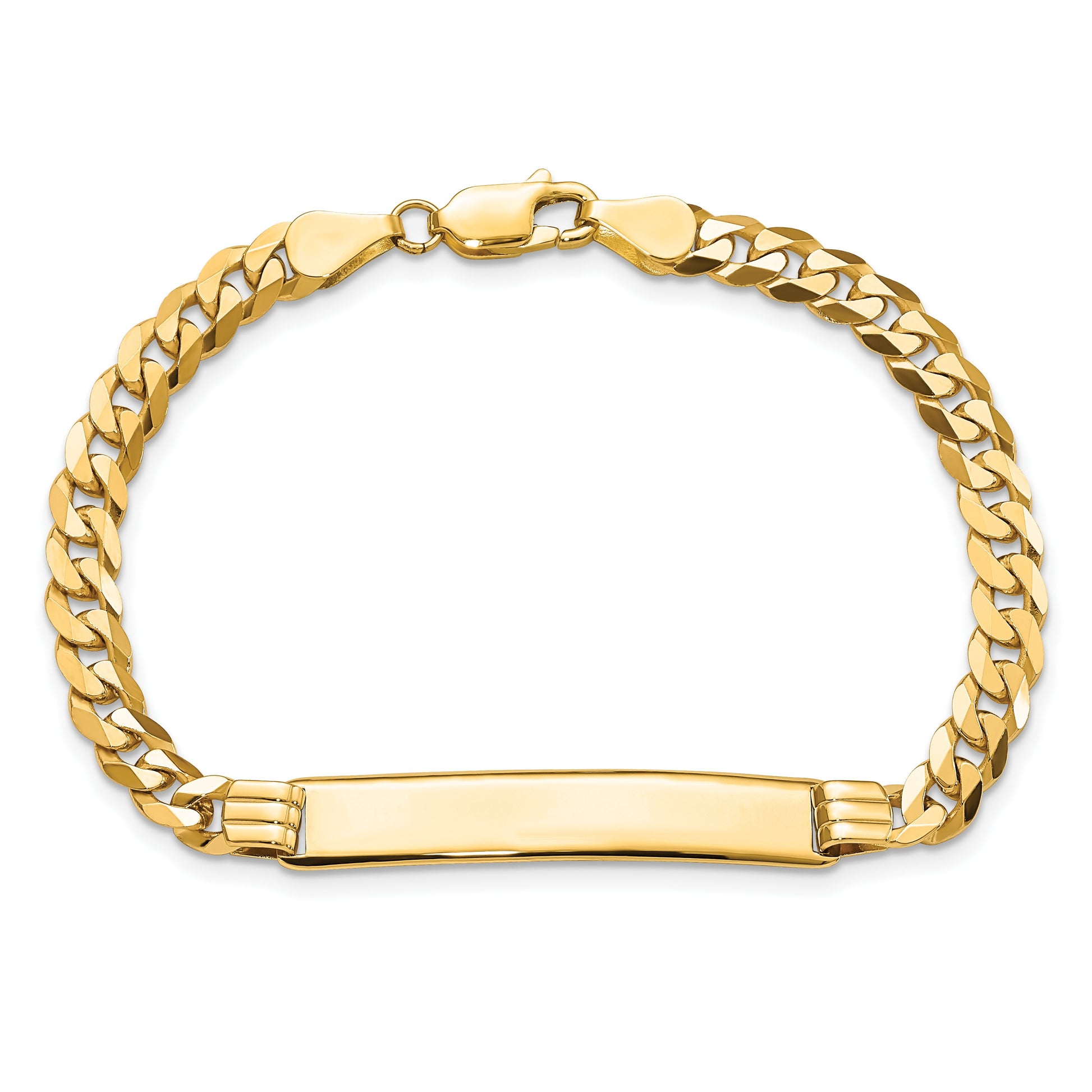 14k Polished Solid Chain/Solid Plate Curb Link 34x7mm Plate 7 inch ID Bracelet