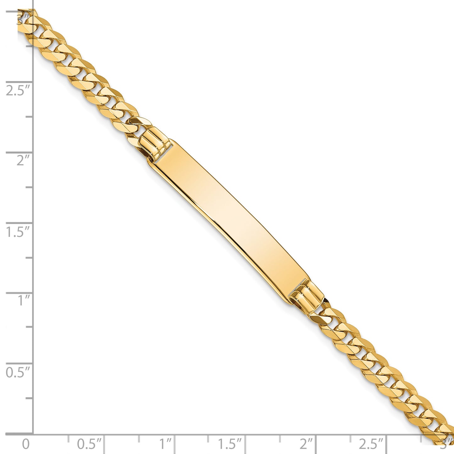 14k Polished Solid Chain/Solid Plate Curb Link 34x7mm Plate 7 inch ID Bracelet