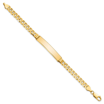 14k Polished Solid Chain/Solid Plate Curb Link 38x7.5mm Plate 7 inch ID Bracelet