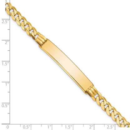 14k Polished Solid Chain/Solid Plate Curb Link 38x7.5mm Plate 7 inch ID Bracelet
