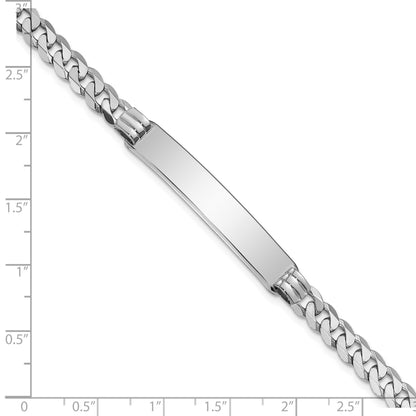 14k White Gold Polished Solid Chain/Solid Plate Flat Curb Link 38.5x7.5mm Plate 7 inch ID Bracelet