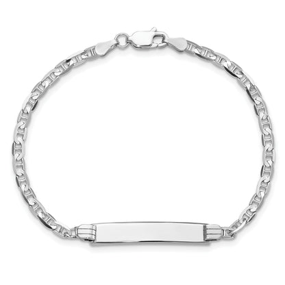 14k White Gold Polished Solid Chain/Solid Plate Anchor Link 25.5x4.5mm Plate 7 inch ID Bracelet