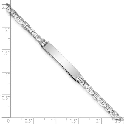 14k White Gold Polished Solid Chain/Solid Plate Anchor Link 25.5x4.8mm Plate 7 inch ID Bracelet