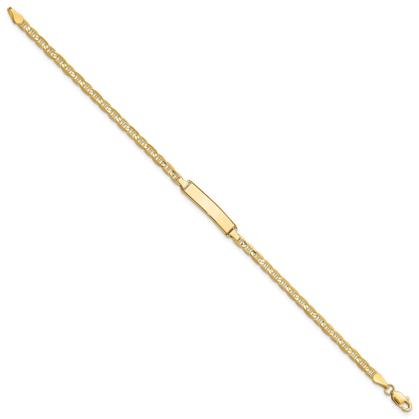14k Polished Solid Chain/Solid Plate Anchor Link 19.5x4.5mm Plate 7 inch ID Bracelet