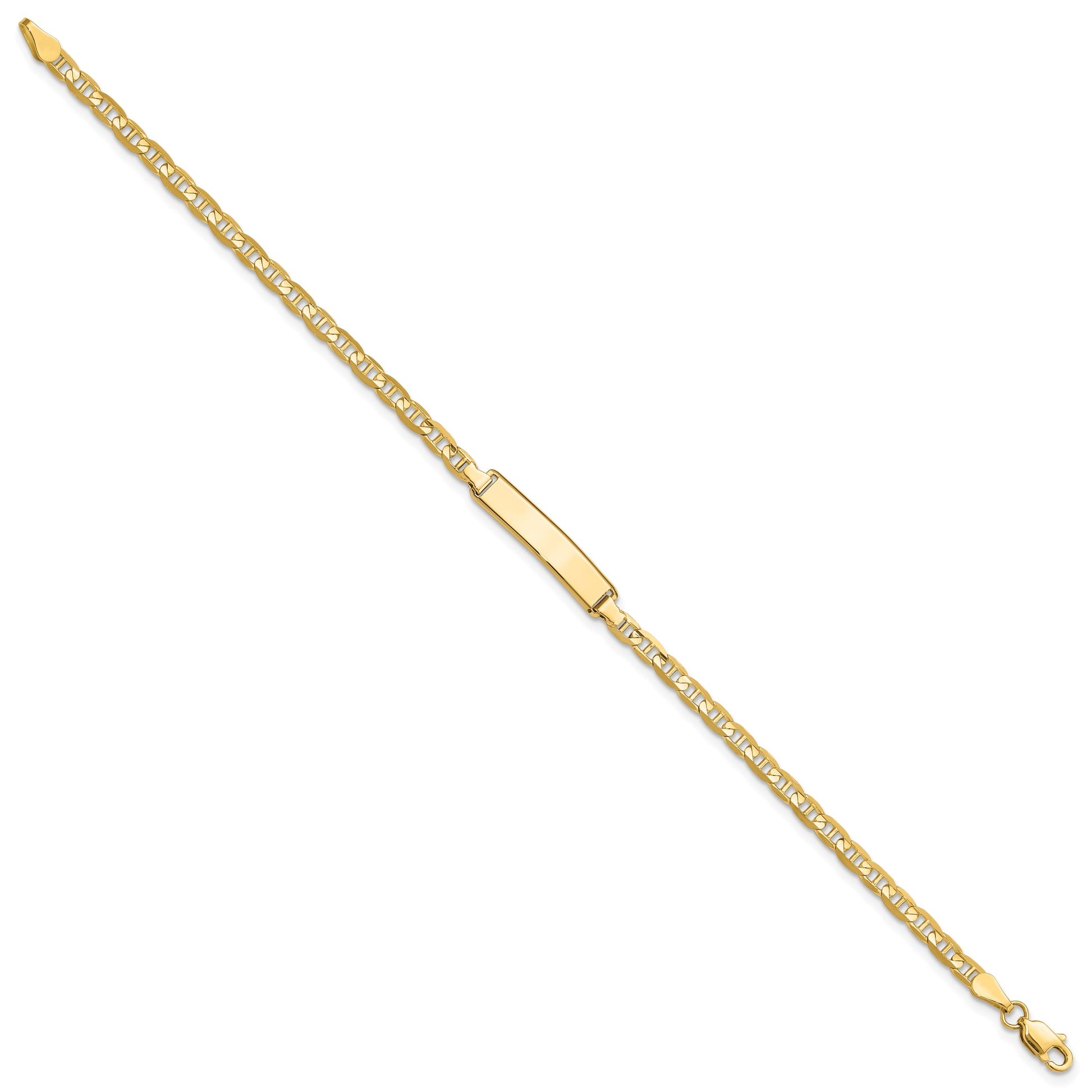 14k Polished Solid Chain/Solid Plate Anchor Link 19.5x4.5mm Plate 7 inch ID Bracelet