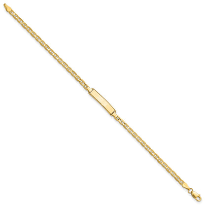 14k Polished Solid Chain/Solid Plate Anchor Link 19.5x4.5mm Plate 7 inch ID Bracelet