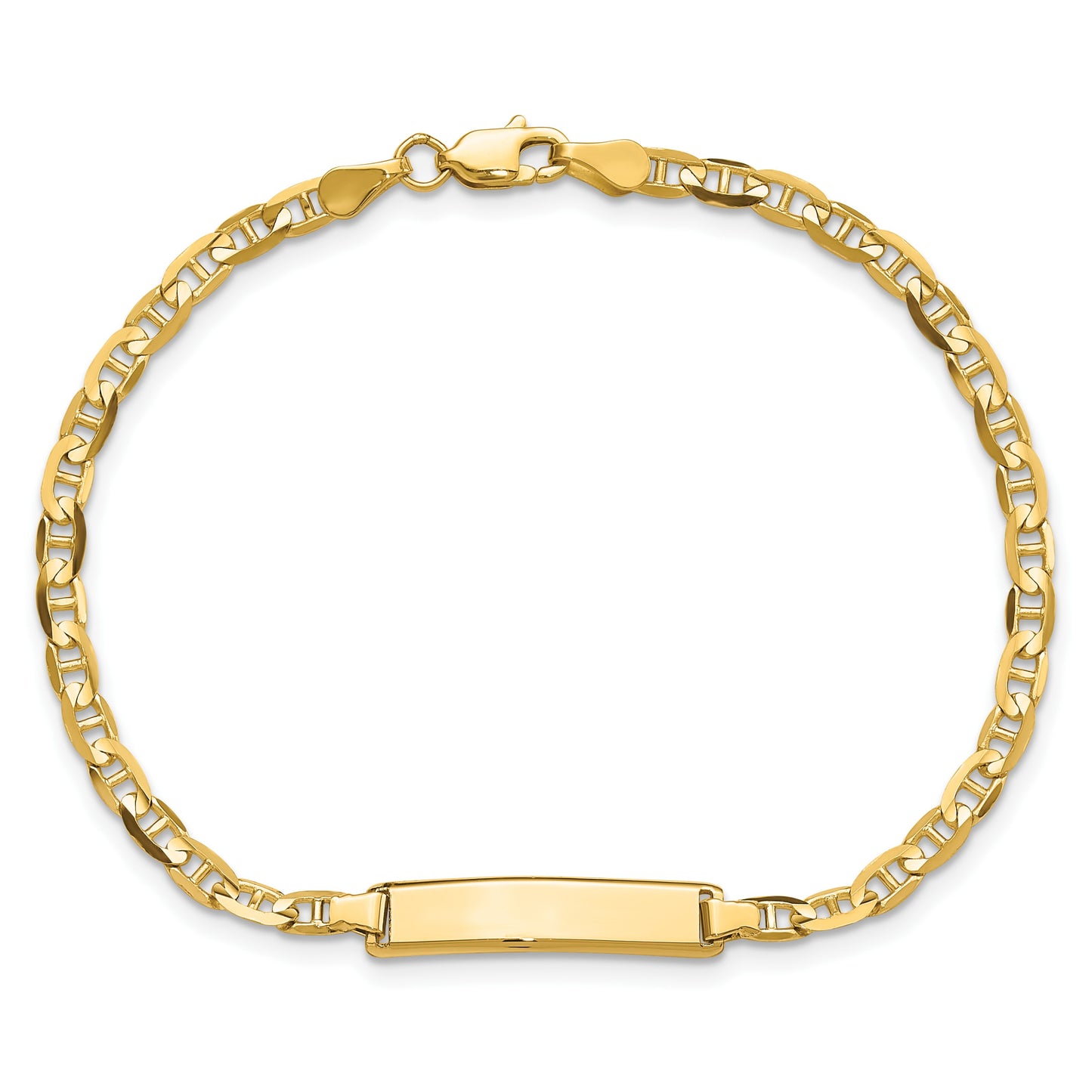 14k Polished Solid Chain/Solid Plate Anchor Link 19.5x4.5mm Plate 7 inch ID Bracelet