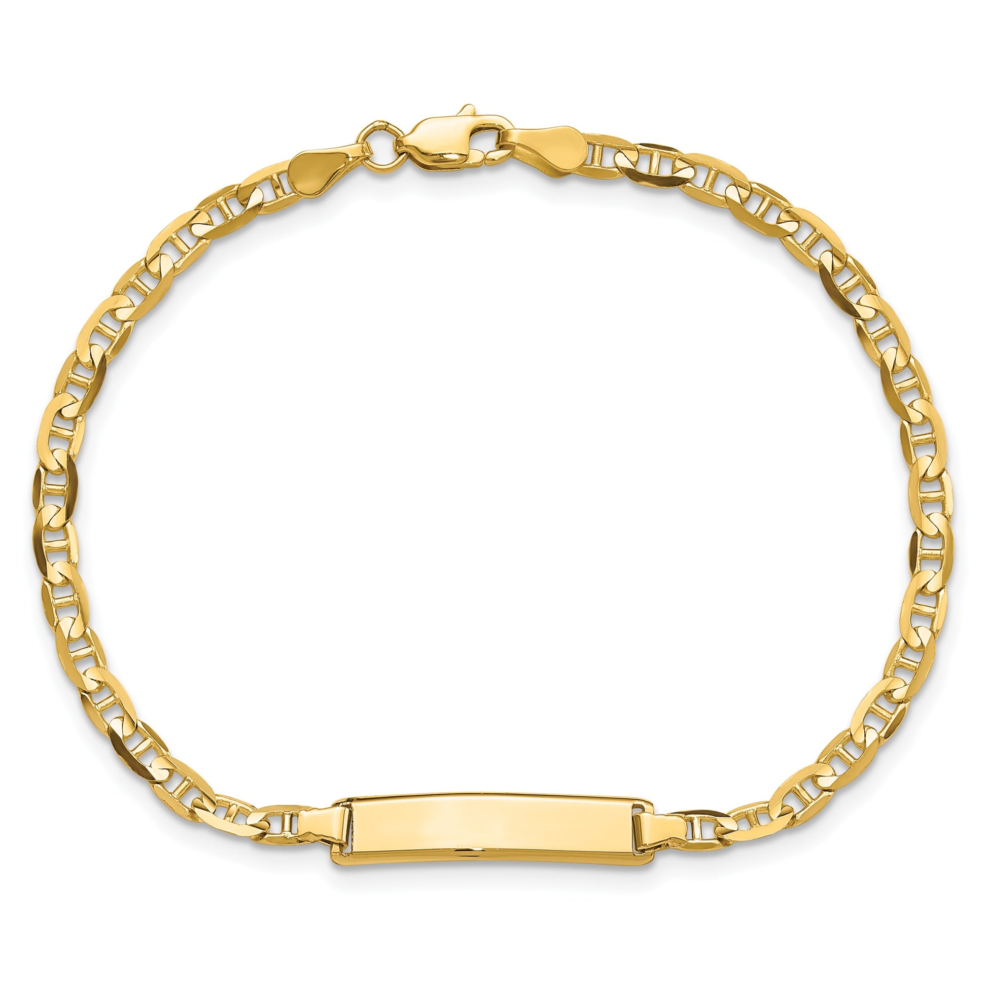 14k Polished Solid Chain/Solid Plate Anchor Link 19.5x4.5mm Plate 7 inch ID Bracelet
