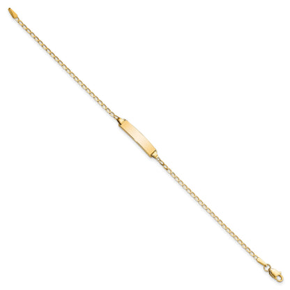 14k Polished Solid Chain/Solid Plate Flat Curb Link 19.5x3.5mm Plate 7 inch ID Bracelet