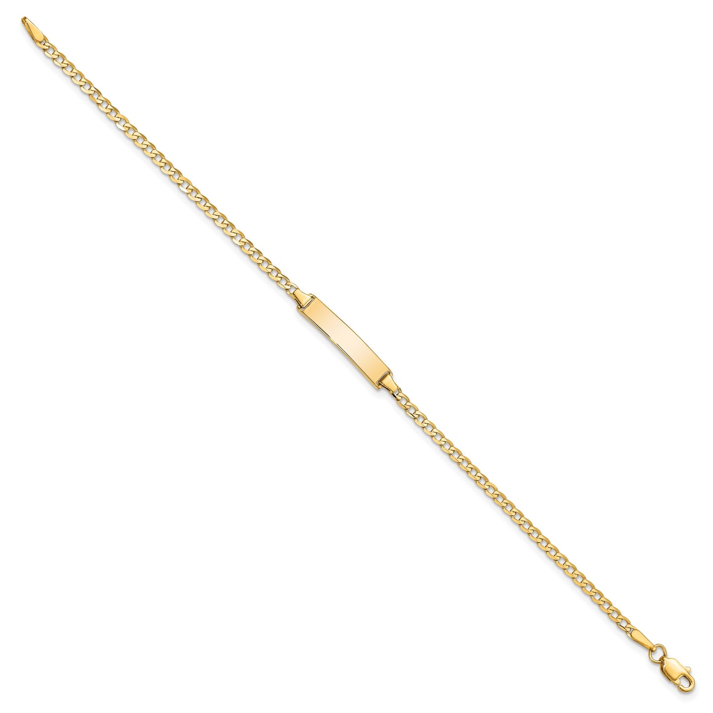 14k Polished Solid Chain/Solid Plate Flat Curb Link 22.5x4.5mm Plate 7 inch ID Bracelet
