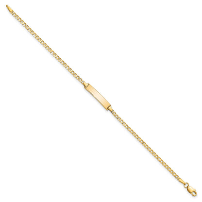 14k Polished Solid Chain/Solid Plate Flat Curb Link 22.5x4.5mm Plate 7 inch ID Bracelet