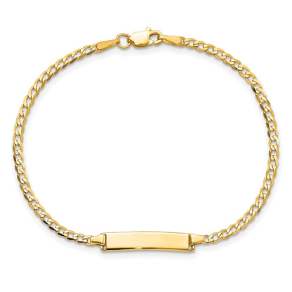 14k Polished Solid Chain/Solid Plate Flat Curb Link 22.5x4.5mm Plate 7 inch ID Bracelet