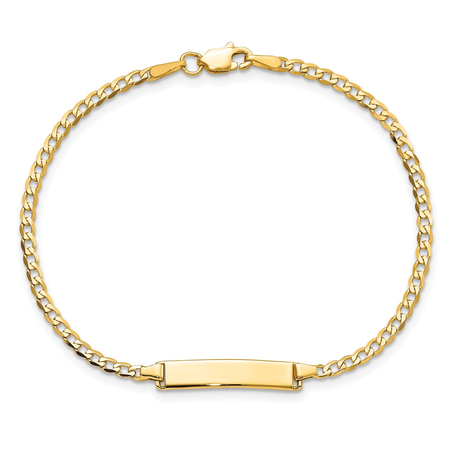 14k Polished Solid Chain/Solid Plate Flat Curb Link 22.5x4.5mm Plate 8 inch ID Bracelet