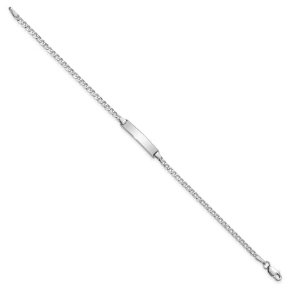 14k White Gold Polished Solid Chain/Solid Plate Flat Curb Link 19.5x4.3mm Plate 7 inch ID Bracelet