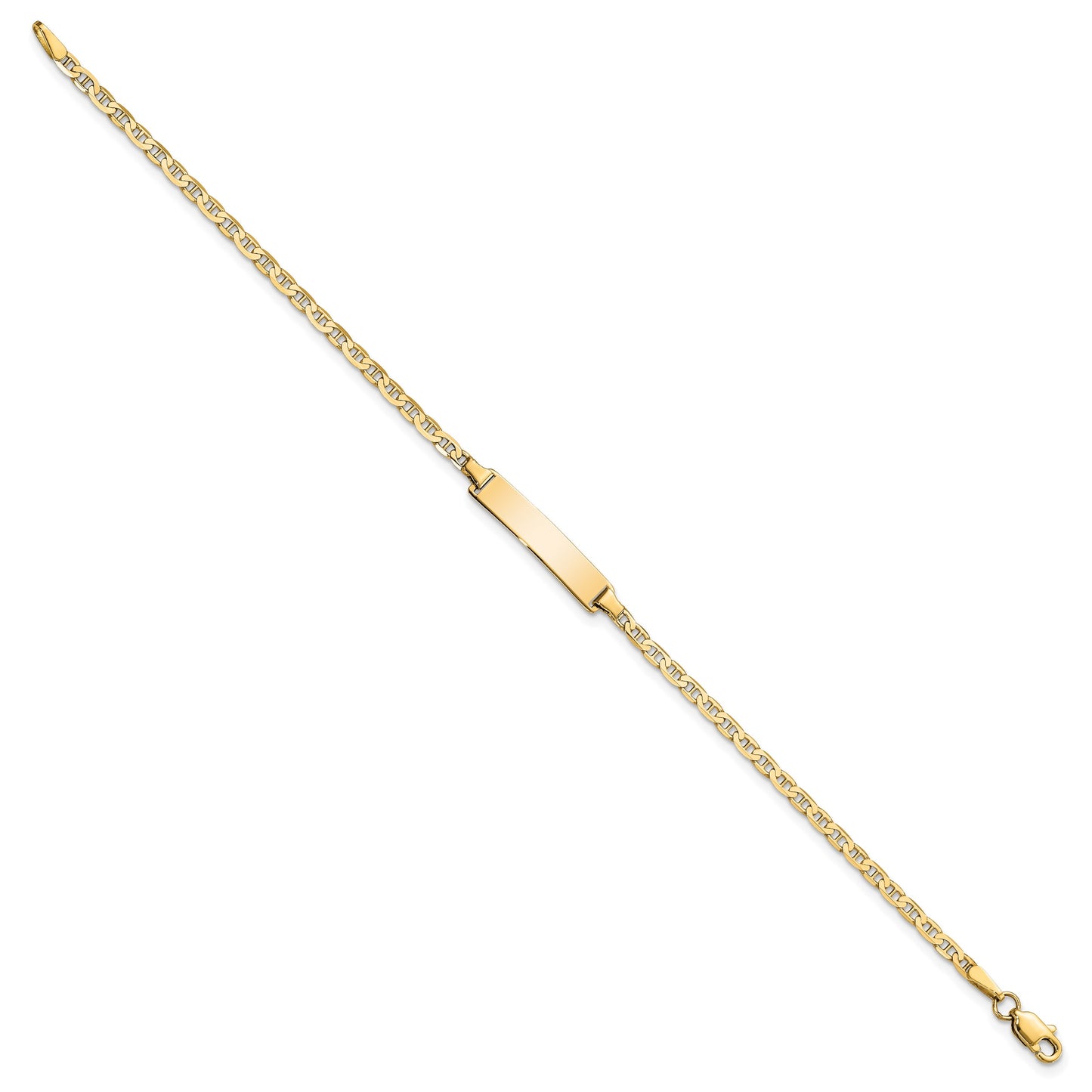14k Polished Solid Chain/Solid Plate Flat Anchor Link 22.5x4.5mm Plate 7 inch ID Bracelet